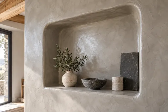 Illustration : Enduits décoratifs (béton ciré, tadelakt, effet matière)
